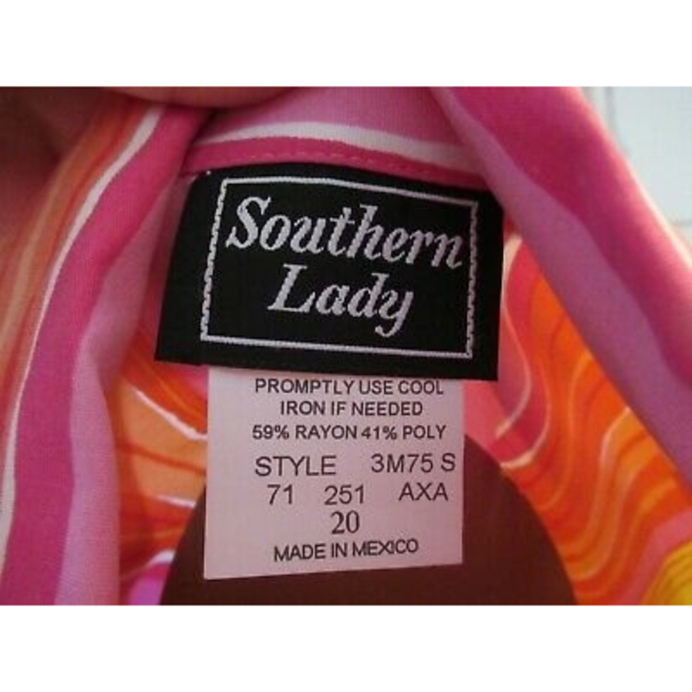 Southern Lady women's 20 short sleeve button down‎ shirt pink orange yellow - Picture 4 of 6